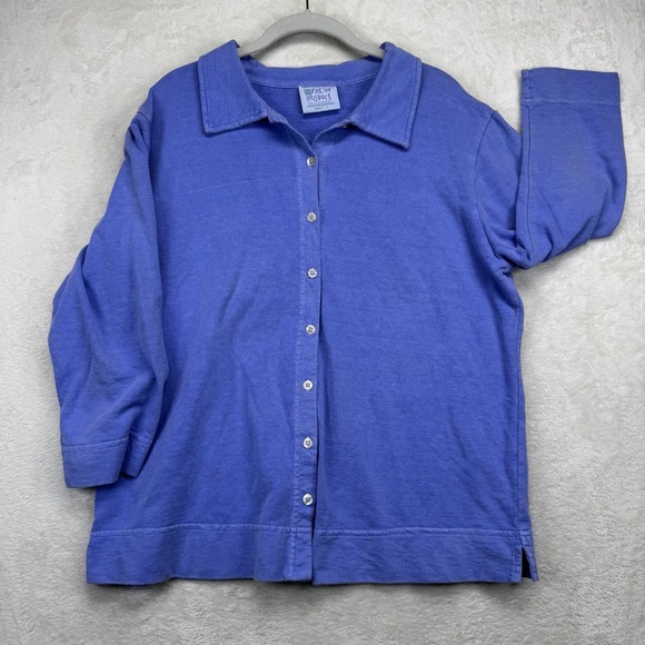 fresh produce Tops - VTG Fresh Produce Periwinkle Blue Button‎ Down Gardening Long Sleeve Shirt L
